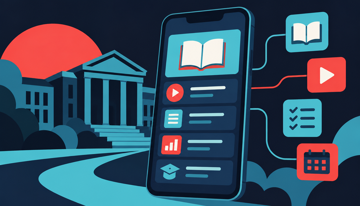 Sistema visual y funciones de una app Moodle con marca propia
