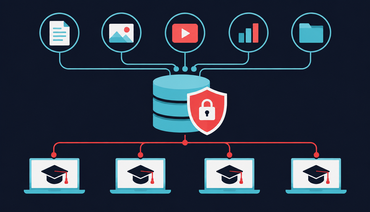 Repositorio institucional con aprobación, versiones y distribución a cursos